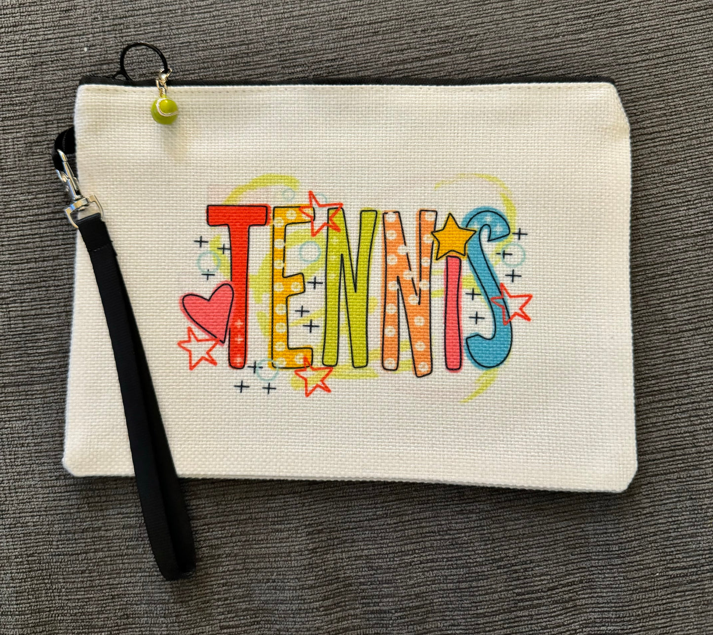 Tennis Zipper Bags with Wrist Strap - Colorful Tennis