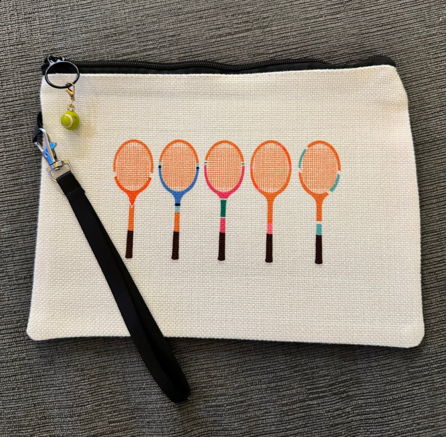 Tennis Zipper Bags with Wrist Strap - Tennis Racket