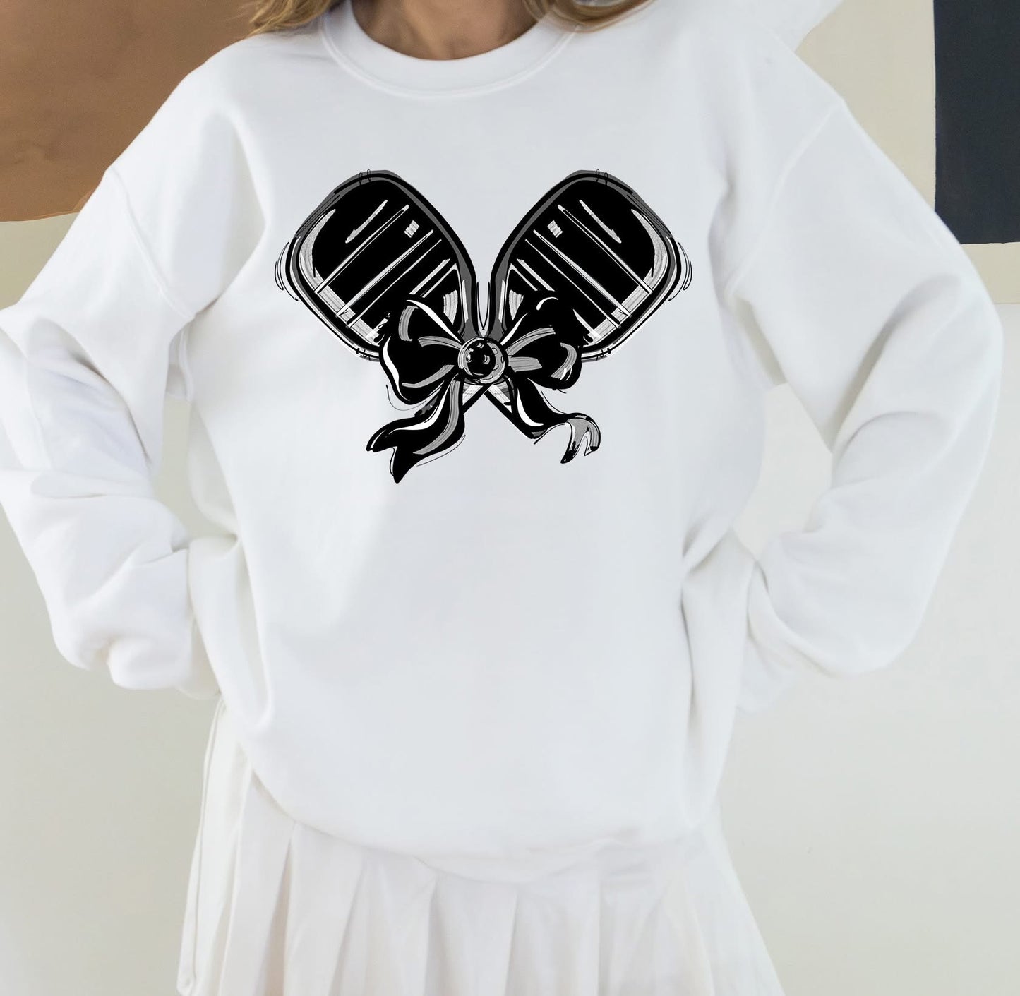 Pickleball Paddle Bow Sweatshirt - Black