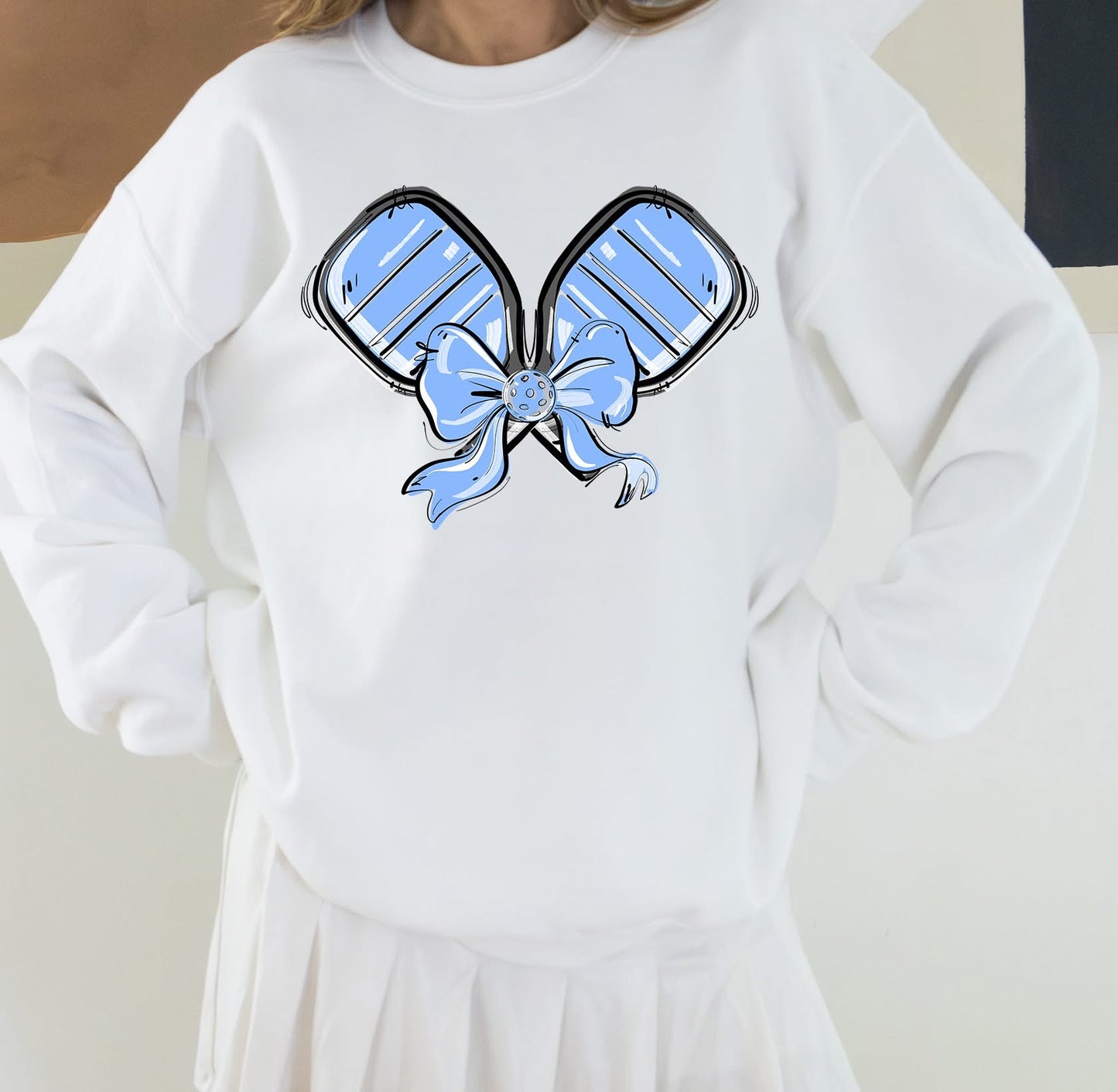 Pickleball Paddle Bow Sweatshirt - Columbia Blue