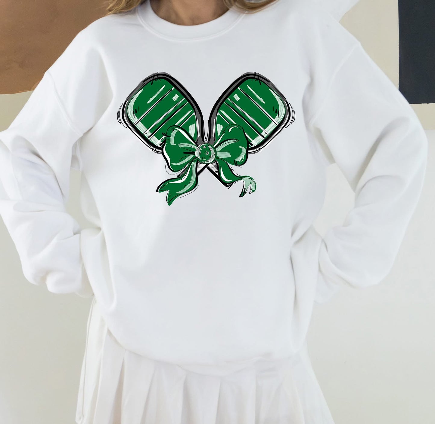 Pickleball Paddle Bow Sweatshirt - Kelly Green