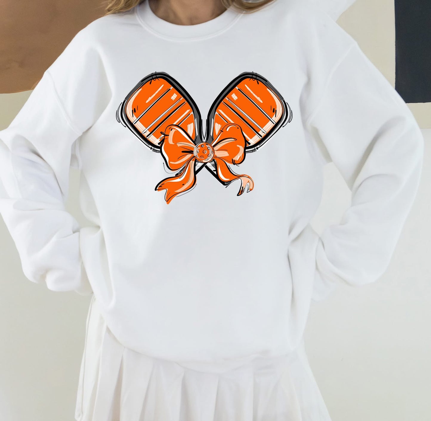 Pickleball Paddle Bow Sweatshirt - Orange