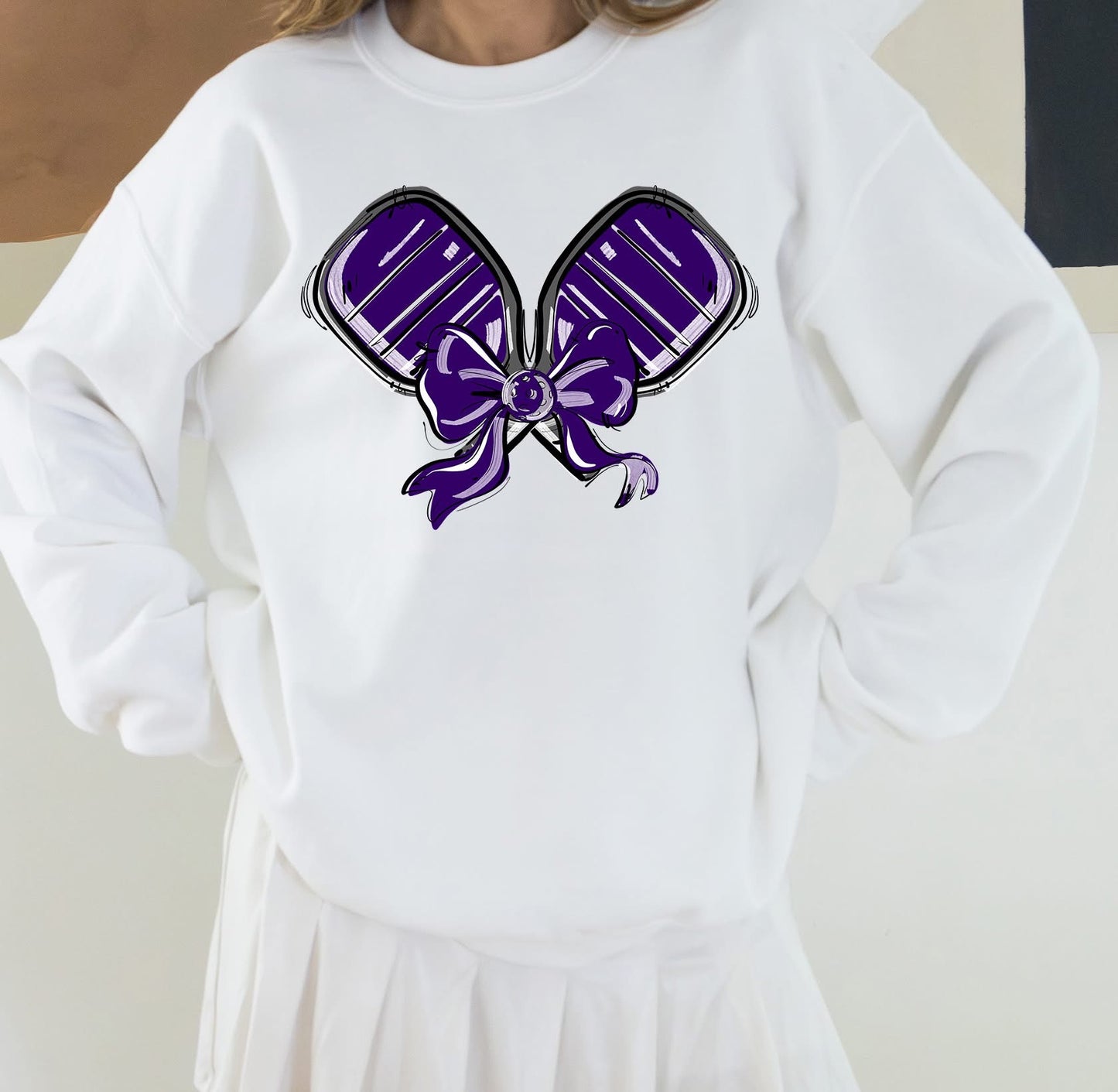 Pickleball Paddle Bow Sweatshirt - Purple