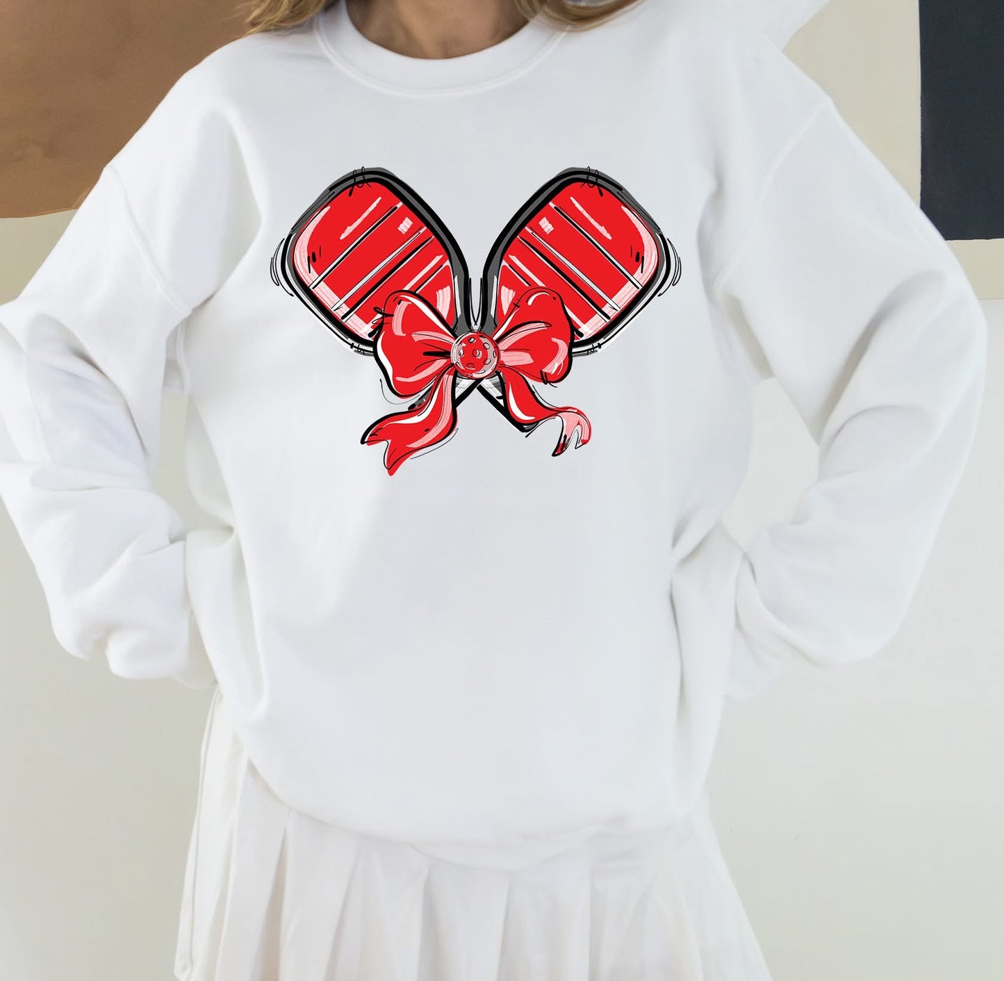 Pickleball Paddle Bow Sweatshirt - Red