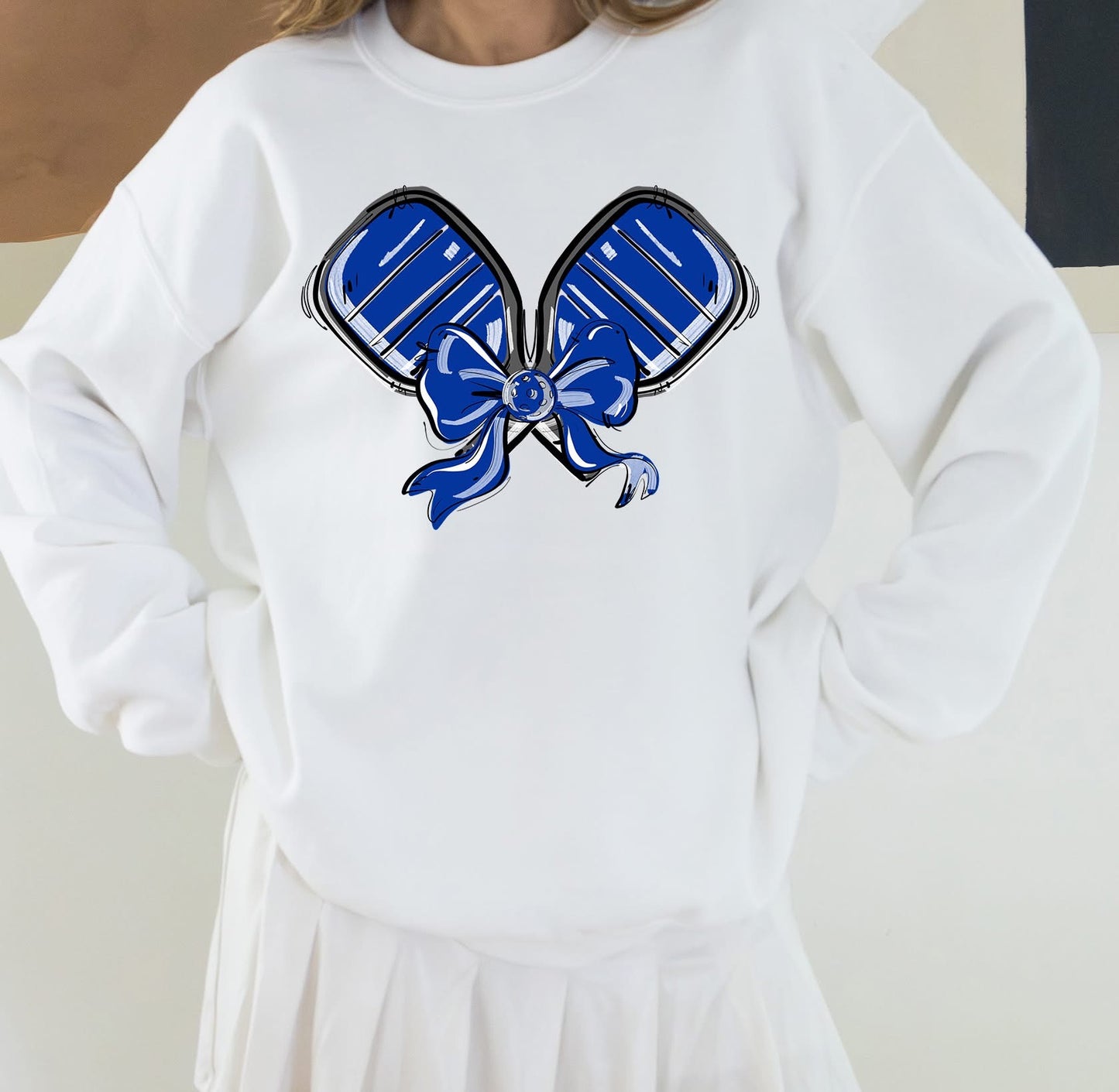 Pickleball Paddle Bow Sweatshirt - Royal Blue