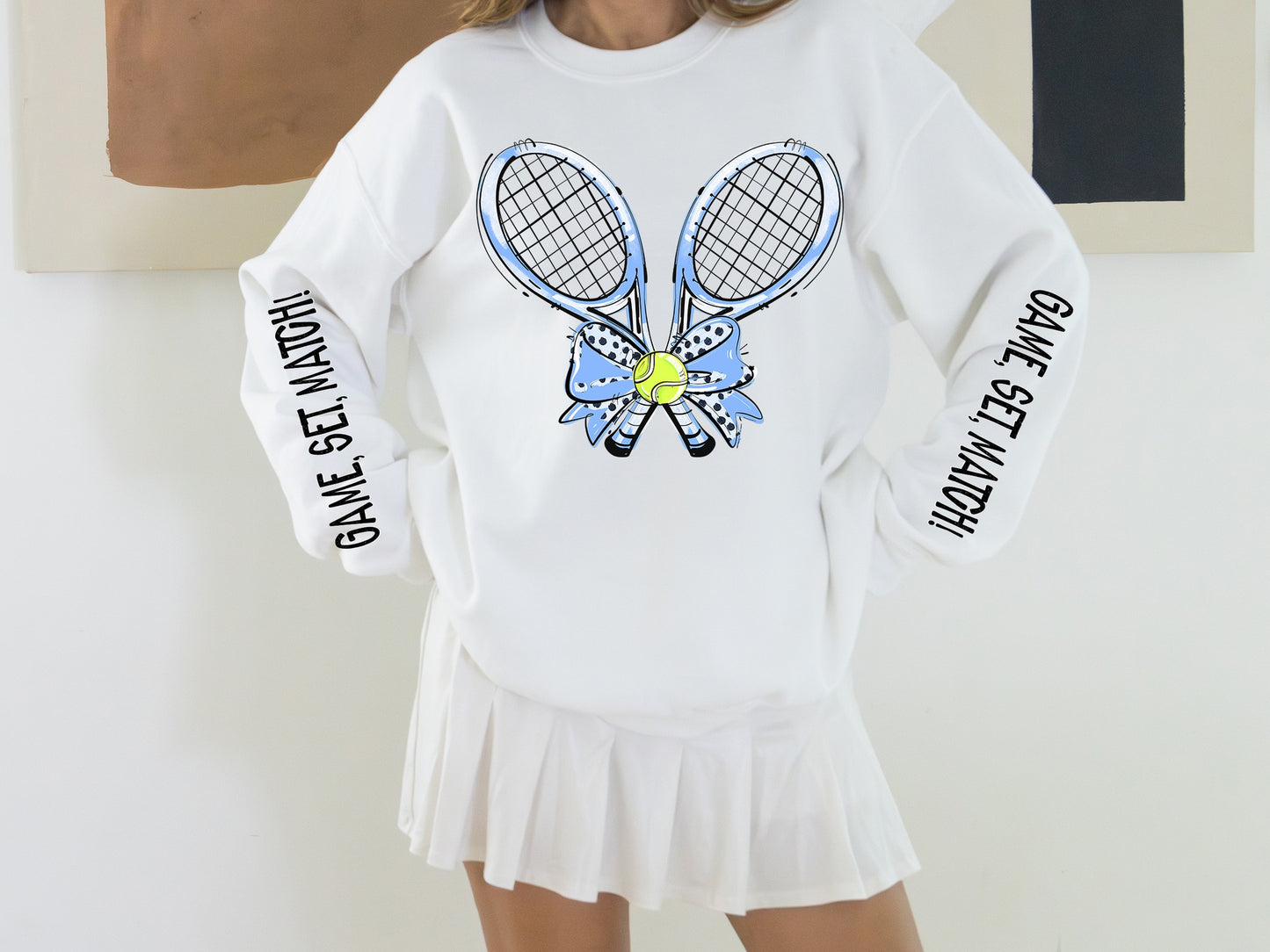 Tennis Sweatshirt – Game, Set, Match - Columbia Blue