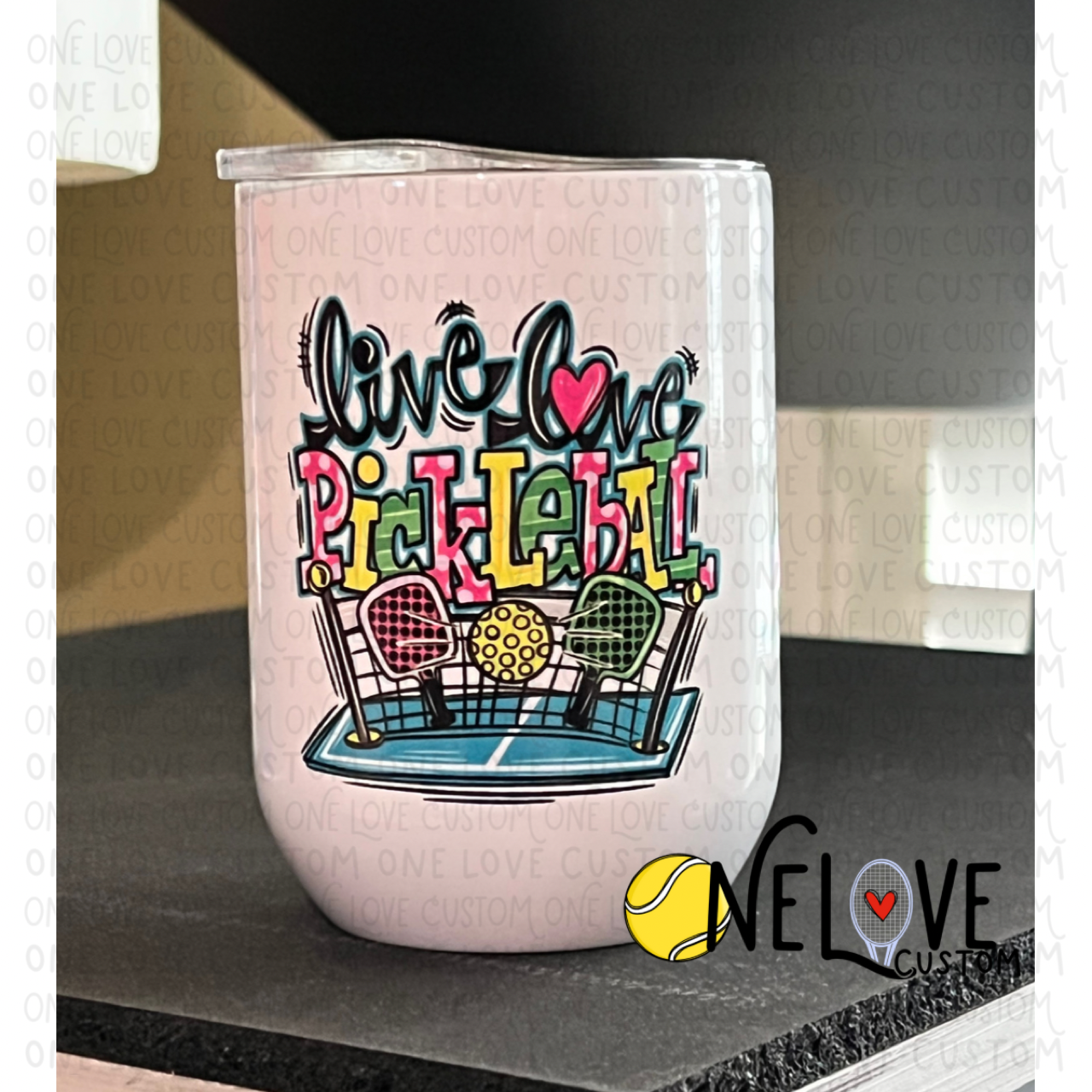 Live Love Pickleball 11 oz Wine Tumbler EXCLUSIVE DESIGN