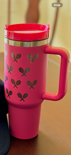 40 oz Laser-Engraved Tennis Tumbler – Powder Coat with Handle