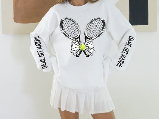 Tennis Sweatshirt – Game, Set, Match - White