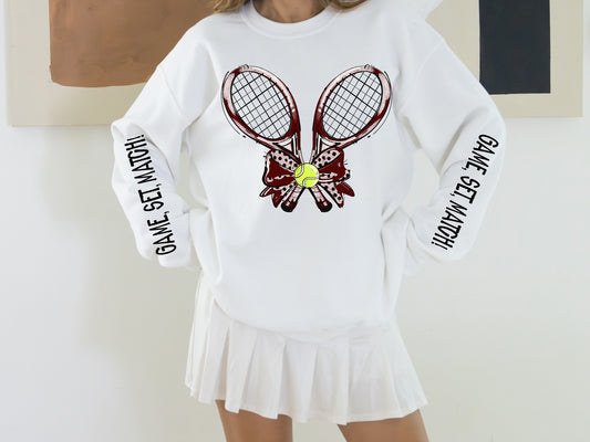 Tennis Sweatshirt – Game, Set, Match - Maroon