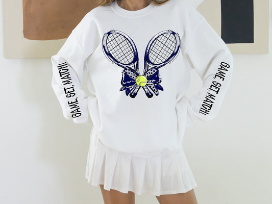 Tennis Sweatshirt – Game, Set, Match - Navy