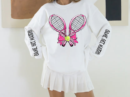 Tennis Sweatshirt – Game, Set, Match - Pink